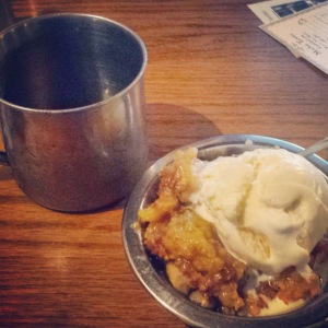 Peach cobbler and tea from Michie Tavern